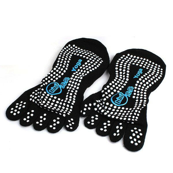 Non-Slip Full Toe Grip Elastic Cotton Yoga Socks with Silicone Massage Dots - 5 Colors