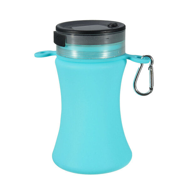 550ml Collapsible Silicone Waterproof Sport Water Bottle with Solar LED Camping Lantern and Solar Charger