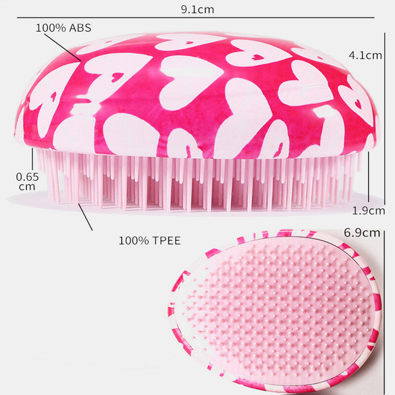 Pink ABS Hair Brush Comb - Round Egg Shape, Soft Anti-Static Detangling Tool for Salon Hair Care