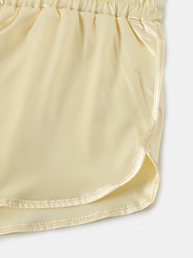 Einfarbige Seiden-Boxershorts für Herren – atmungsaktiv, leicht, elastischer Bund, lockere Passform