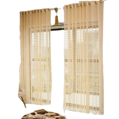 2 Panel Champagne Sheer Tulle Curtains for Bedroom or Balcony - Hollow Out Window Screening