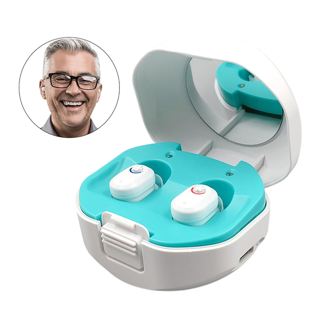 Rechargeable Lightweight Digital Hearing Aids with Charging Case - Invisible Hearing Amplifier for Elderly