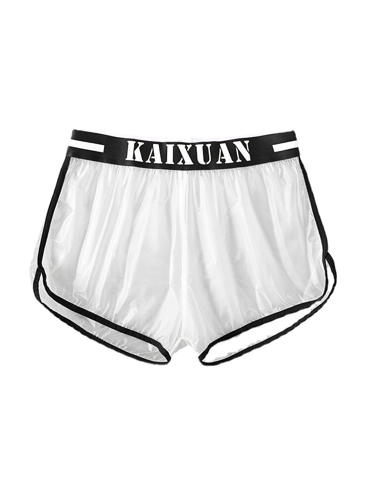 Durchsichtige Boardshorts für Herren mit Buchstaben-Aufdruck und elastischer Taille
