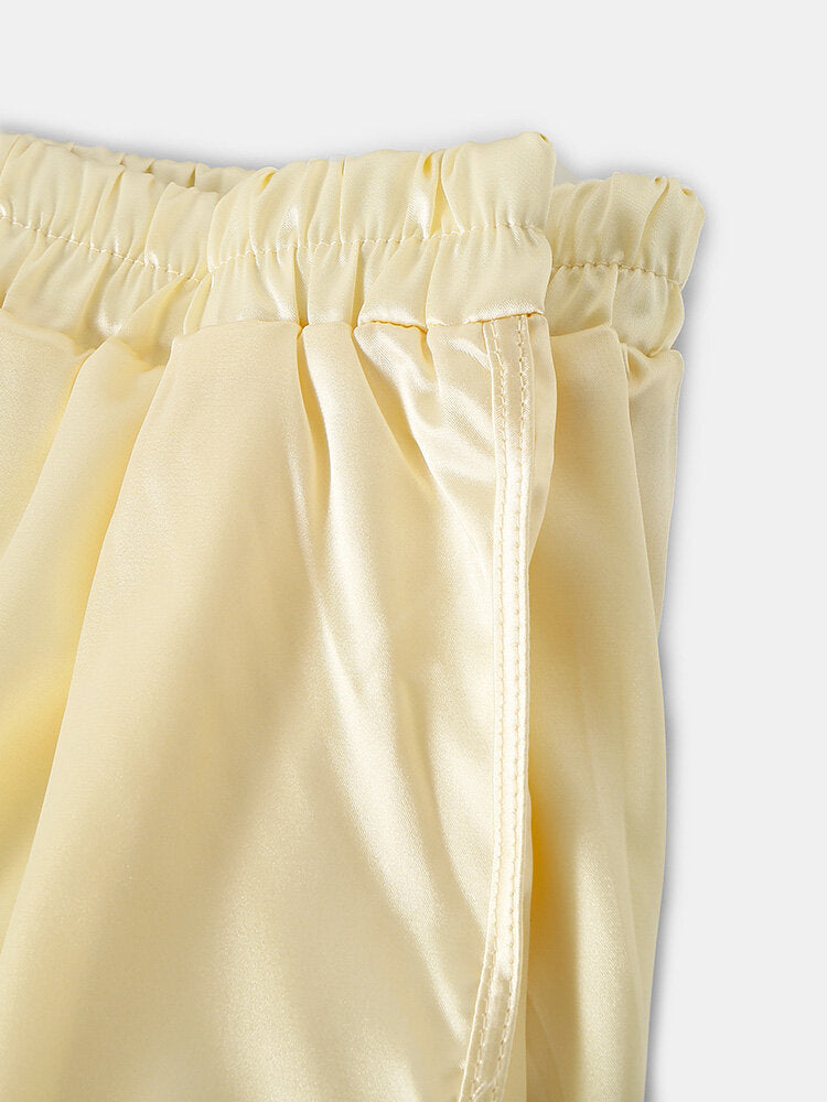Einfarbige Seiden-Boxershorts für Herren – atmungsaktiv, leicht, elastischer Bund, lockere Passform