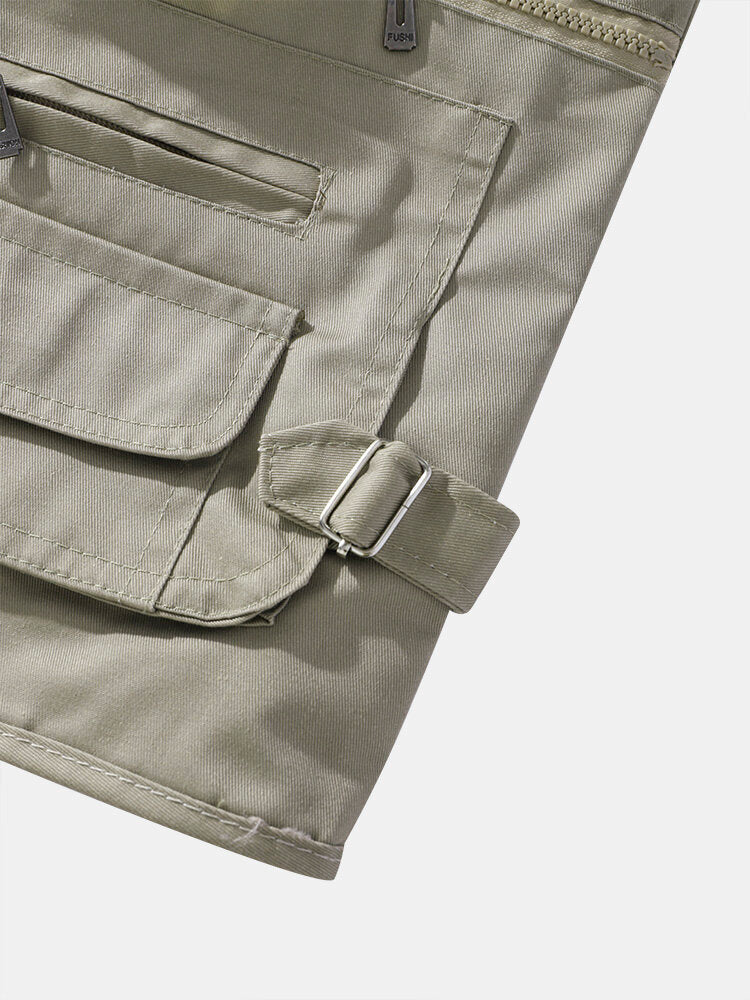 Herrenweste mit mehreren Taschen, gestuftem Reißverschluss und Ringel