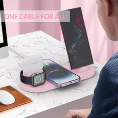 30W 7-in-1 Wireless Charger Stand for iPhone 14/13/12 Pro Max, Apple Watch, and AirPods