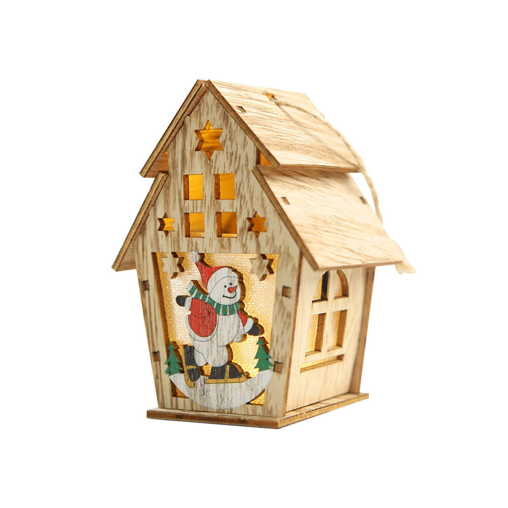 Christmas Lighted Wooden Cabin - Creative Assembly Small House Decoration with Luminous Colors