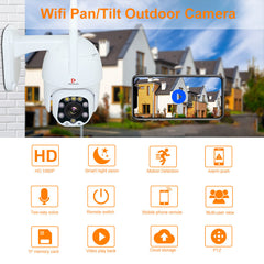 1080P Outdoor PTZ Wireless IP Camera with TuyaSmart App, Two-Way Audio, Auto IR Night Vision, Mini Dome CCTV