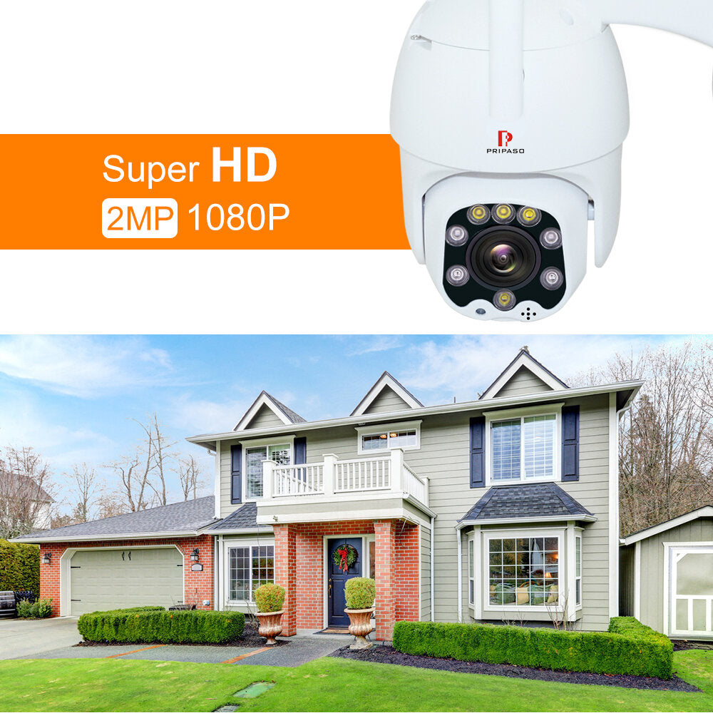 1080P Outdoor PTZ Wireless IP Camera with TuyaSmart App, Two-Way Audio, Auto IR Night Vision, Mini Dome CCTV