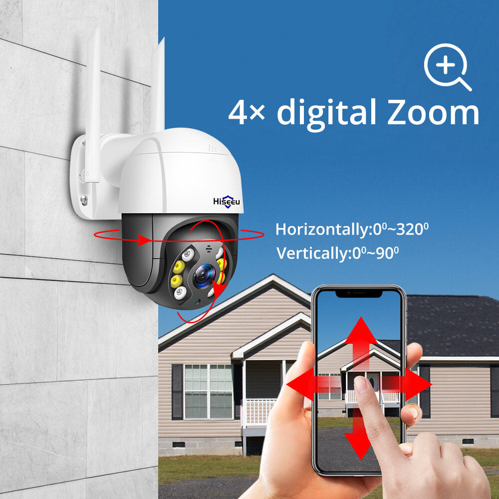 1080P Outdoor WIFI PTZ IP Camera, 2MP Speed Dome, Wireless, Cloud-SD Slot, ONVIF, 2-Way Audio, CCTV Surveillance