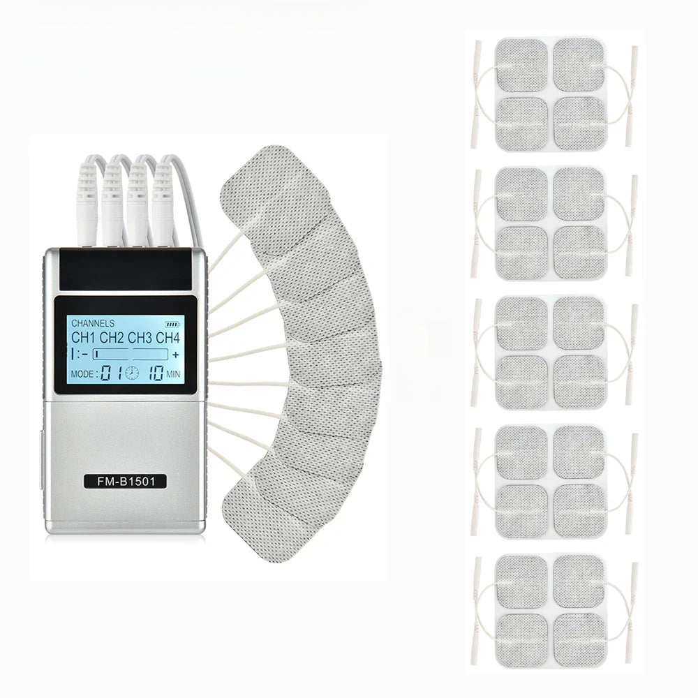 Rechargeable EMS TENS Machine, 15 Modes, Muscle Nerve Stimulator, Physiotherapy Pulse Electrodes, Pain Relief Massager