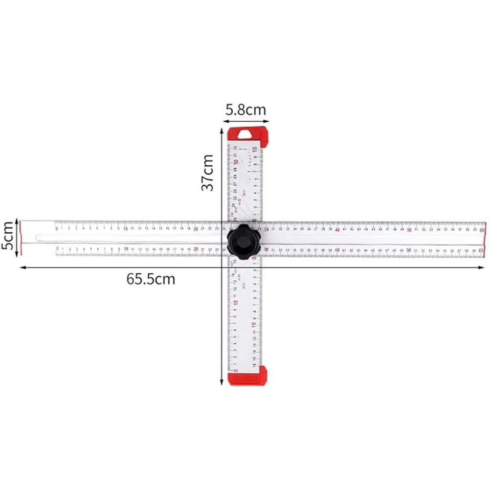 Adjustable 60cm Aluminum Alloy T-Type Ruler for Woodworking - Marking & Measuring Tool