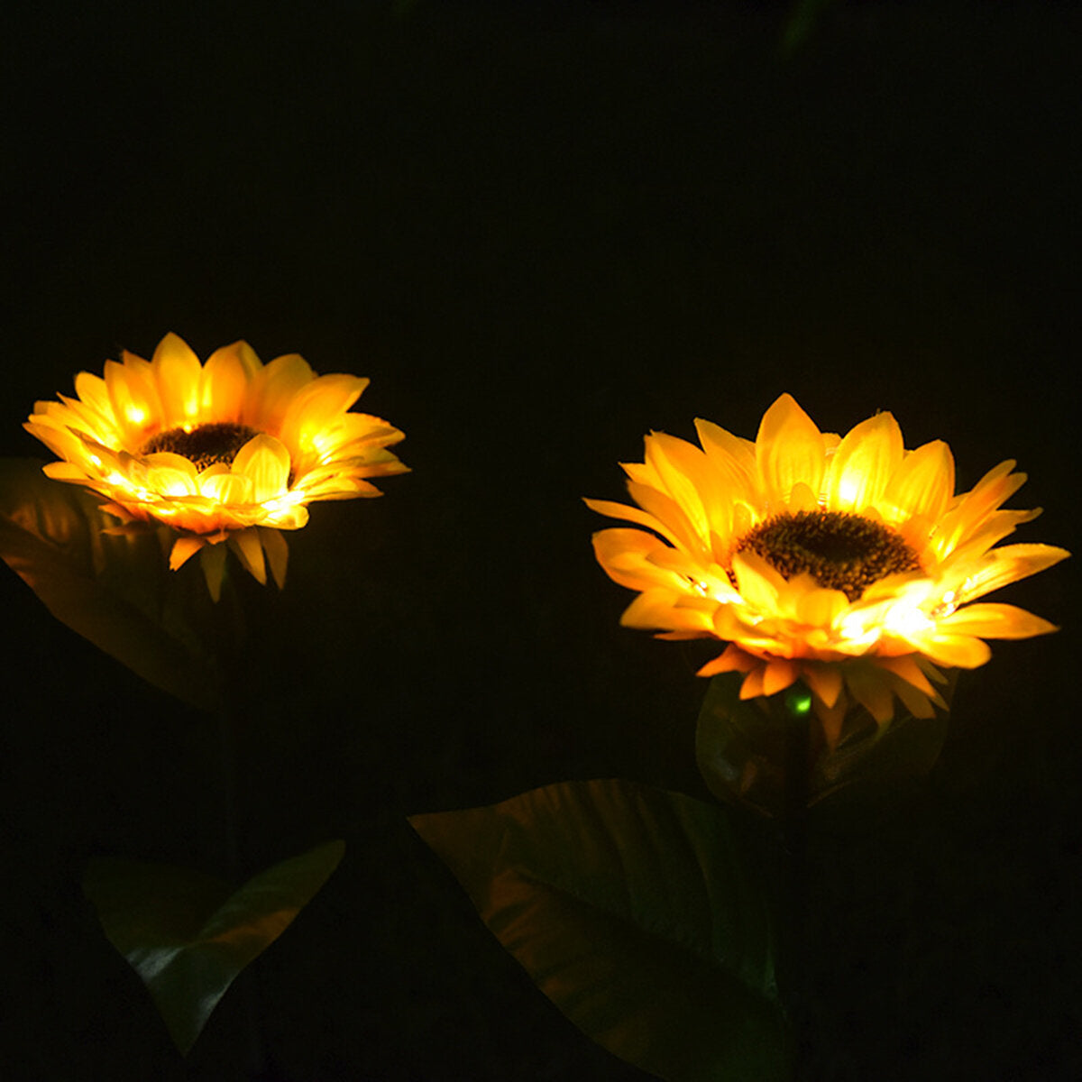 2 Pcs Sunflower Solar LED Flower Lights - Waterproof Chrysanthemum Stake Lamps for Home Garden, Yard, Lawn, Path Decor