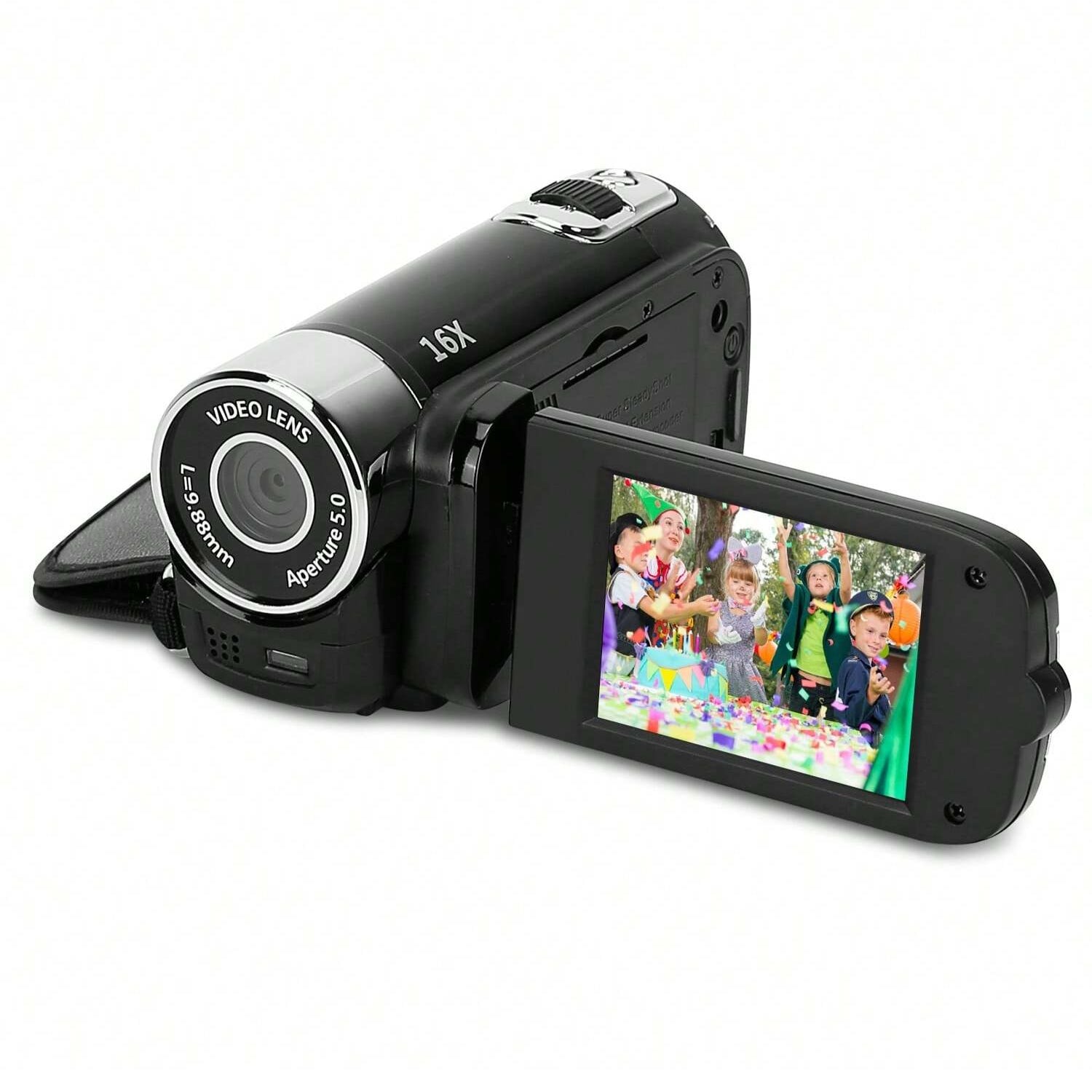 HD 1080P Digital Video Camcorder - 2.7" Screen, 16X Zoom, Fill Light, Selfie Function