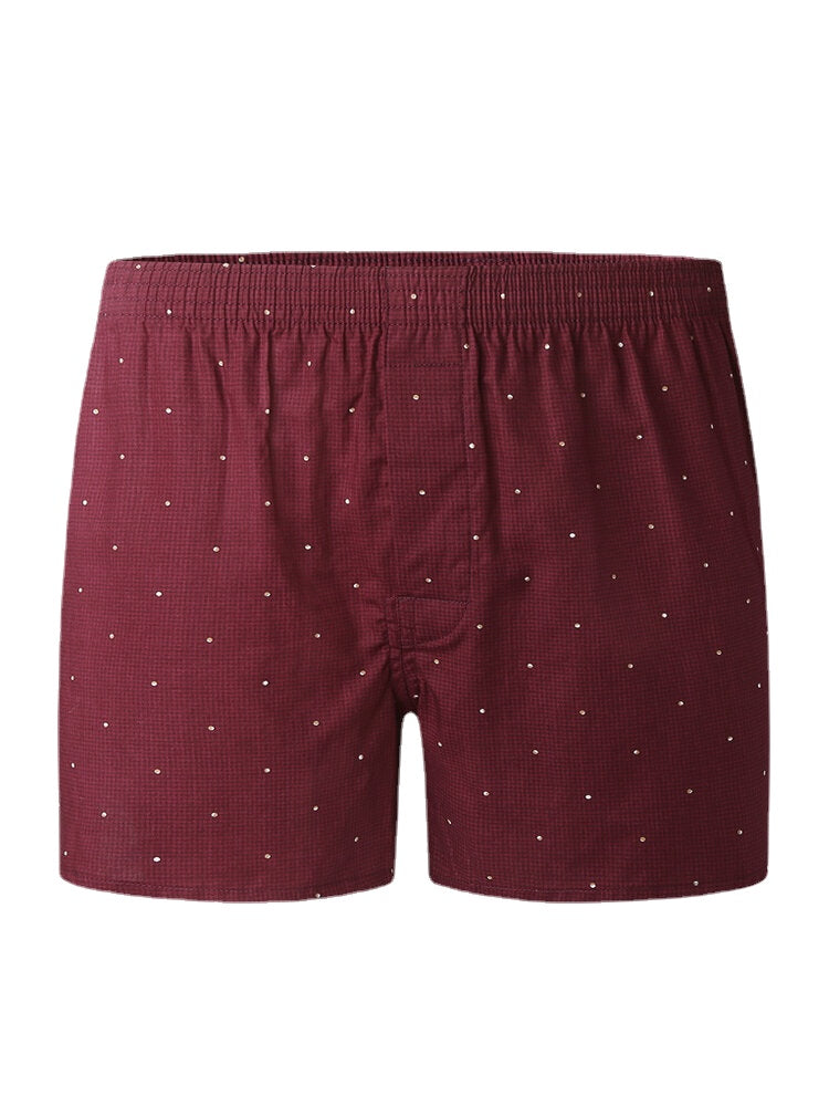 Herren-Boxershorts aus 100 % Baumwolle, mit Punktemuster, atmungsaktiv, elastischer Bund, Knopfleiste