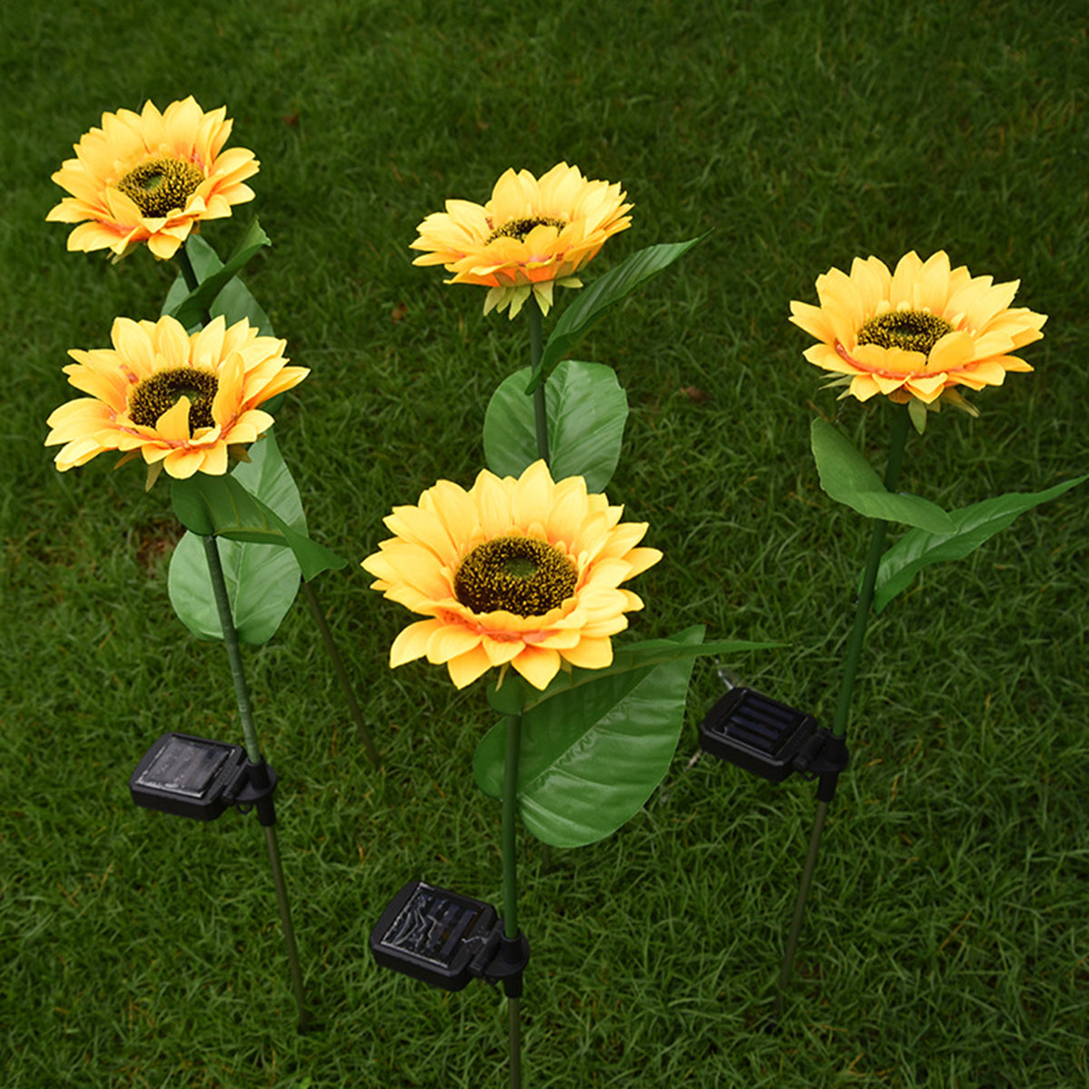 2 Pcs Sunflower Solar LED Flower Lights - Waterproof Chrysanthemum Stake Lamps for Home Garden, Yard, Lawn, Path Decor