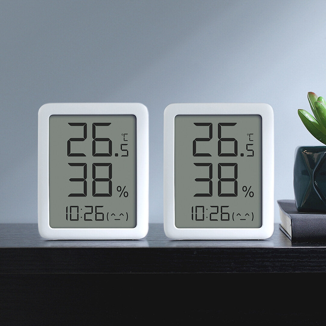 2PCS Miaomiaoce E-ink LCD Thermometer Hygrometer Clock - Large Digital Display, Temperature & Humidity Sensor