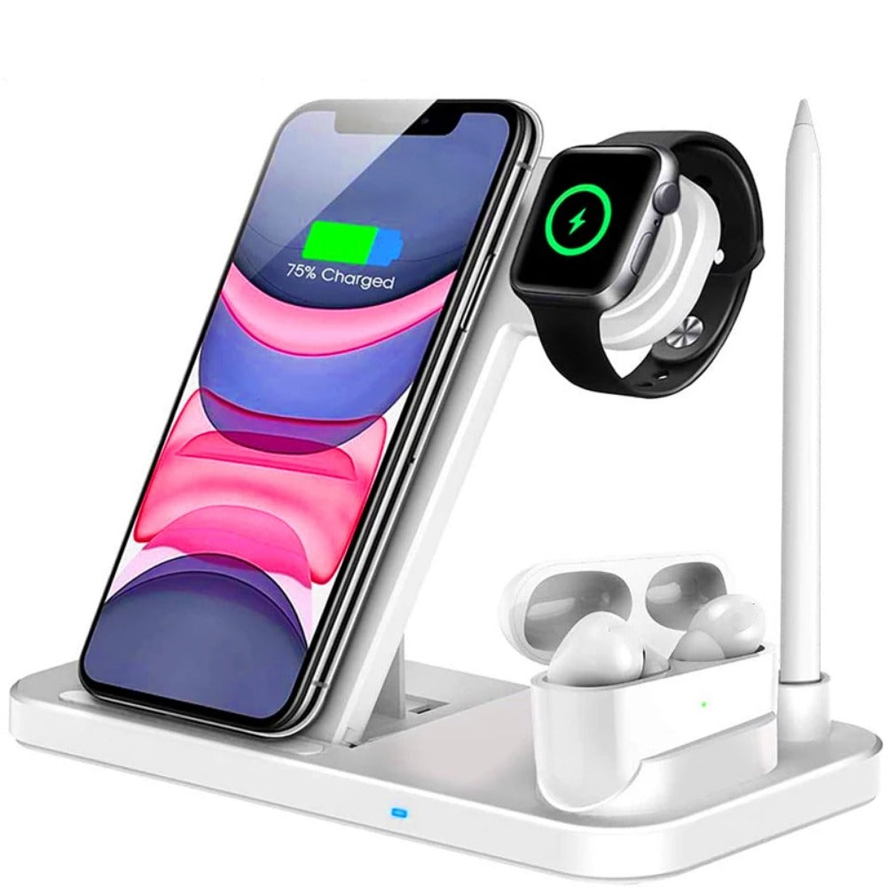 15W 4-in-1 Wireless Charger Dock for iPhone, Apple Watch, and AirPods Pro