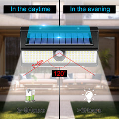 190 LED Solar Lights Outdoor with PIR Motion Sensor, Waterproof Solar Powered Lamp for Courtyard, Garden, Yard