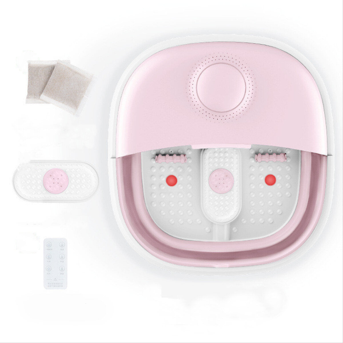 110V Foldable Foot Spa Bath Massager with Red Light and Motorized Electric Feet Tub, 5.7L Capacity