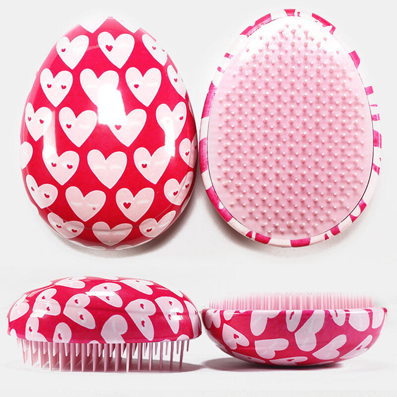 Pink ABS Hair Brush Comb - Round Egg Shape, Soft Anti-Static Detangling Tool for Salon Hair Care