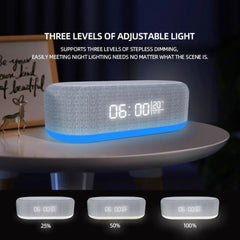 15W Wireless Charger Alarm Clock Light with Bluetooth Speaker for Qi-Enabled Phones