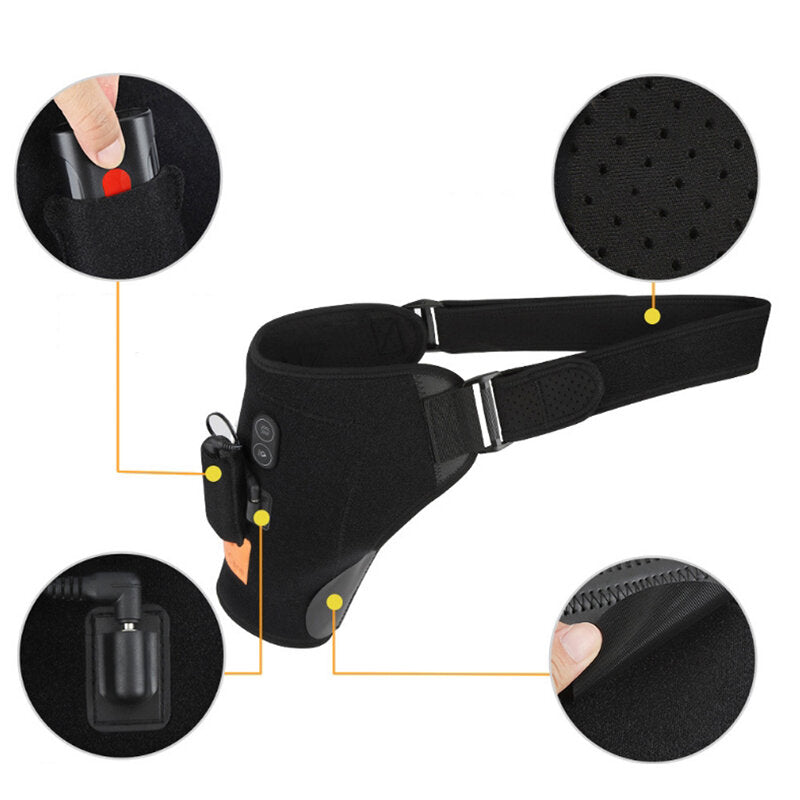 Adjustable 3-Mode Heating Vibration Shoulder Support Brace - Neoprene Upper Arm Belt Wrap for Sports Care