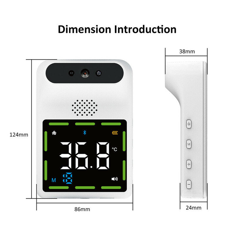 Wall-Mounted Non-Contact IR Infrared Forehead Thermometer with LCD Display and Fever Alarm