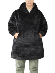 Dicker Flanell-Kapuzenpullover für Herren mit Doppeltaschen - Locker sitzender Hausmantel