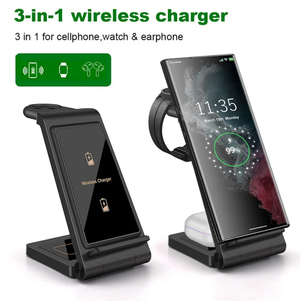 3-in-1 Wireless Charger Stand for Samsung S23 Ultra/S22/Note, Galaxy Watch, and Buds