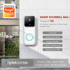 Smart Wireless Video Doorbell Camera, 2.4G/5G WiFi, HD 1080P, Night Vision, PIR Alarm, Push Notifications