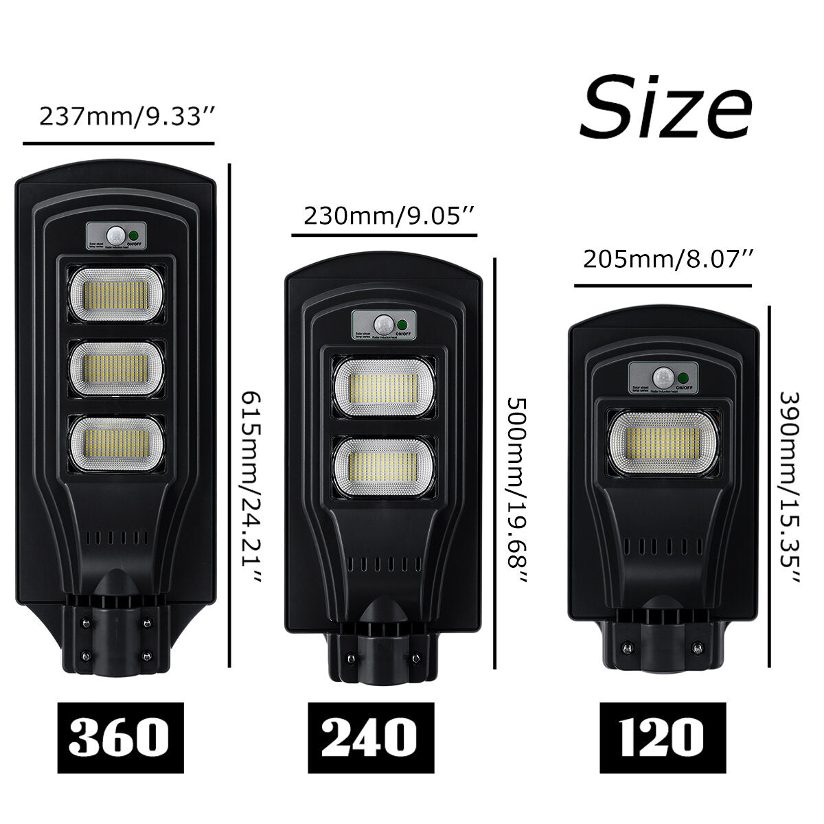 120-360W LED Solar Street Lamp with Light Sensor for Garden and Street Lighting