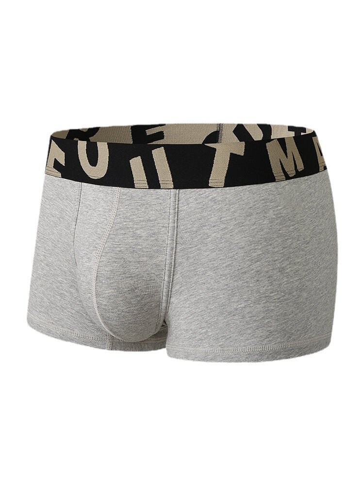 Atmungsaktive Baumwoll-Boxershorts für Herren mit Buchstabenbund und Beutel