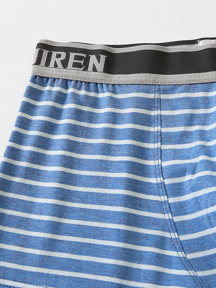 4-teilige Modal-Boxershorts für Herren mit horizontalen Streifen, Logobund und Beutel