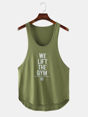 Men's Cotton Breathable Sleeveless Fitness Tank Tops - 5 Colors, Text Print