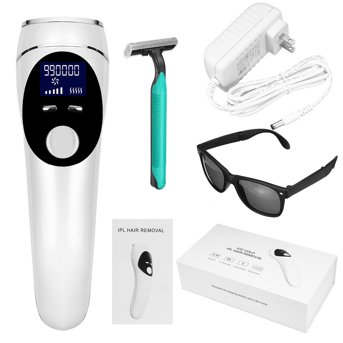 DIY IPL Laser Hair Removal Device - 999,999 Flashes, 5 Levels, Painless Epilator Hair Remover