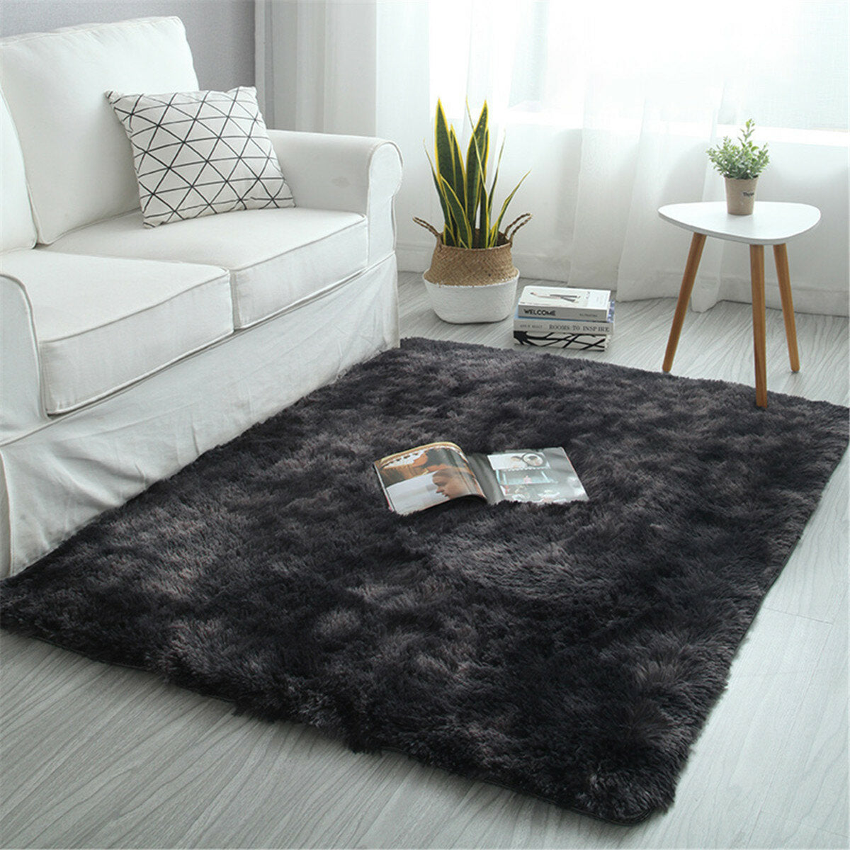 150x240cm Tie-Dyed Gradient Long-Haired Anti-Slip Carpet for Bedroom, Living Room, Study Room