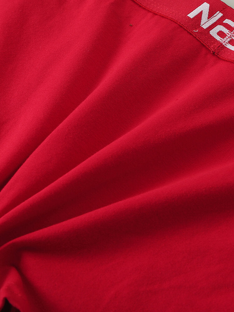 4-teilige nahtlose Baumwollunterwäsche für Herren mit Logobund und Beutel - Rote Boxershorts