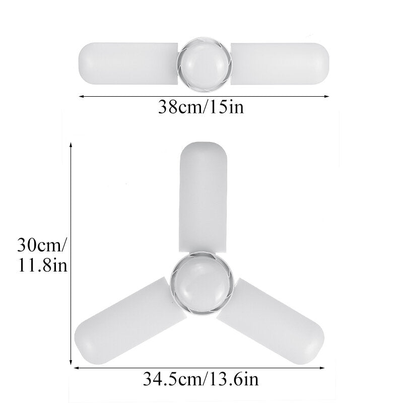 2/3 Leafs LED Foldable Garage Light E26/E27 Deformable Ceiling Fixture for Shop Workshop