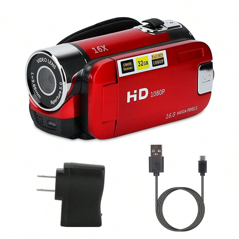 HD 1080P Digital Video Camcorder - 2.7" Screen, 16X Zoom, Fill Light, Selfie Function