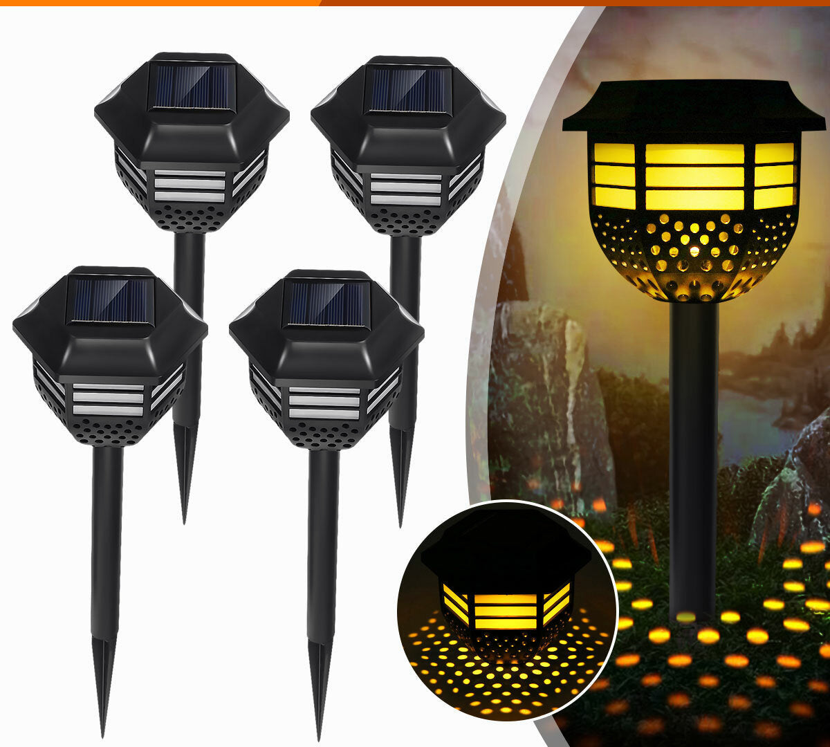 2/4/8pcs Solar LED Lawn Lights for Garden, Villa Decor - Landscape Ground Lamps