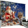 132x160cm Christmas Blackout Curtains for Living Room - Festive Printed Window Decorations