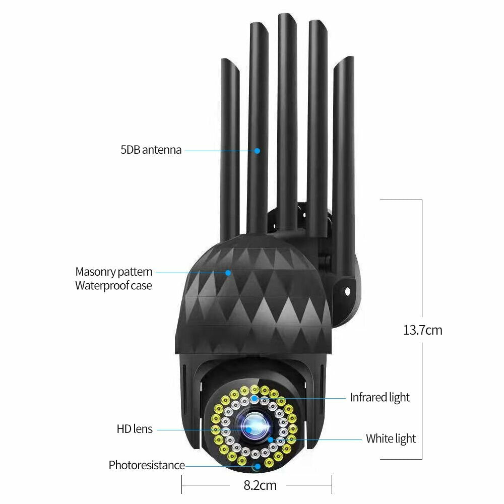 1080P PTZ-IP-Kamera für den Außenbereich, 39 LEDs, 5-facher Zoom, Zweiwege-Audio, WLAN, wasserdicht, Nachtsicht, CCTV-Videoüberwachung