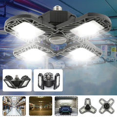 100W E27 LED Garage Light Bulb, Deformable 4-Leaf Foldable Workshop Ceiling Lamp, AC85-265V