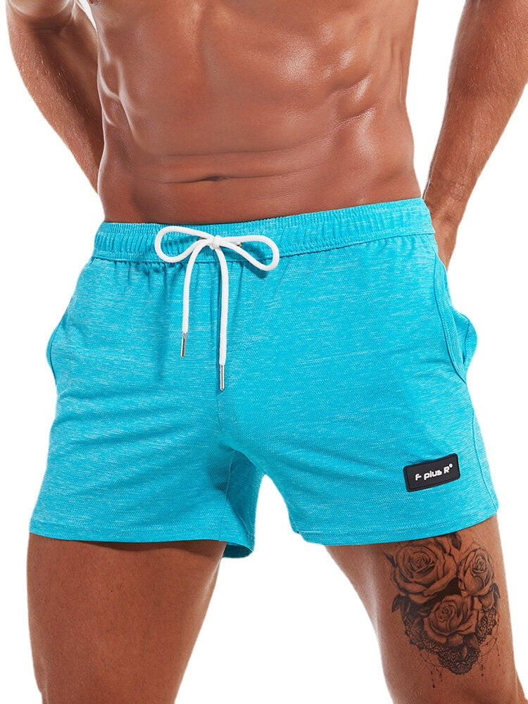 Men's Quick Dry Solid Color Sport Shorts with Pockets and Drawstring