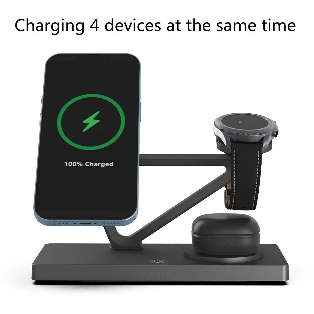 5-in-1 Magnetic Wireless Charger Stand for iPhone 14/13/12/X, Samsung Galaxy Watch, 15W Fast Charging Dock