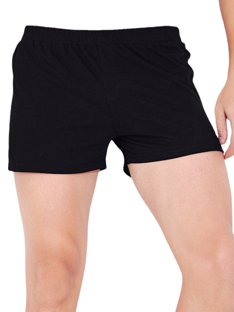 Herren Baumwolle Einfarbig Atmungsaktive Lockere Home Shorts Boxer