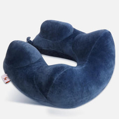 Inflatable U-Shape Cotton Neck Pillow Headrest Cushion for Travel, Airplane Sleep Rest