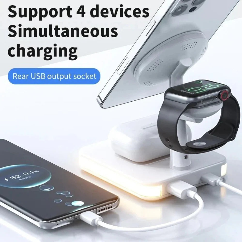 30W 4-in-1 Magnetic Wireless Charger Lamp for iPhone, Apple Watch, and AirPods