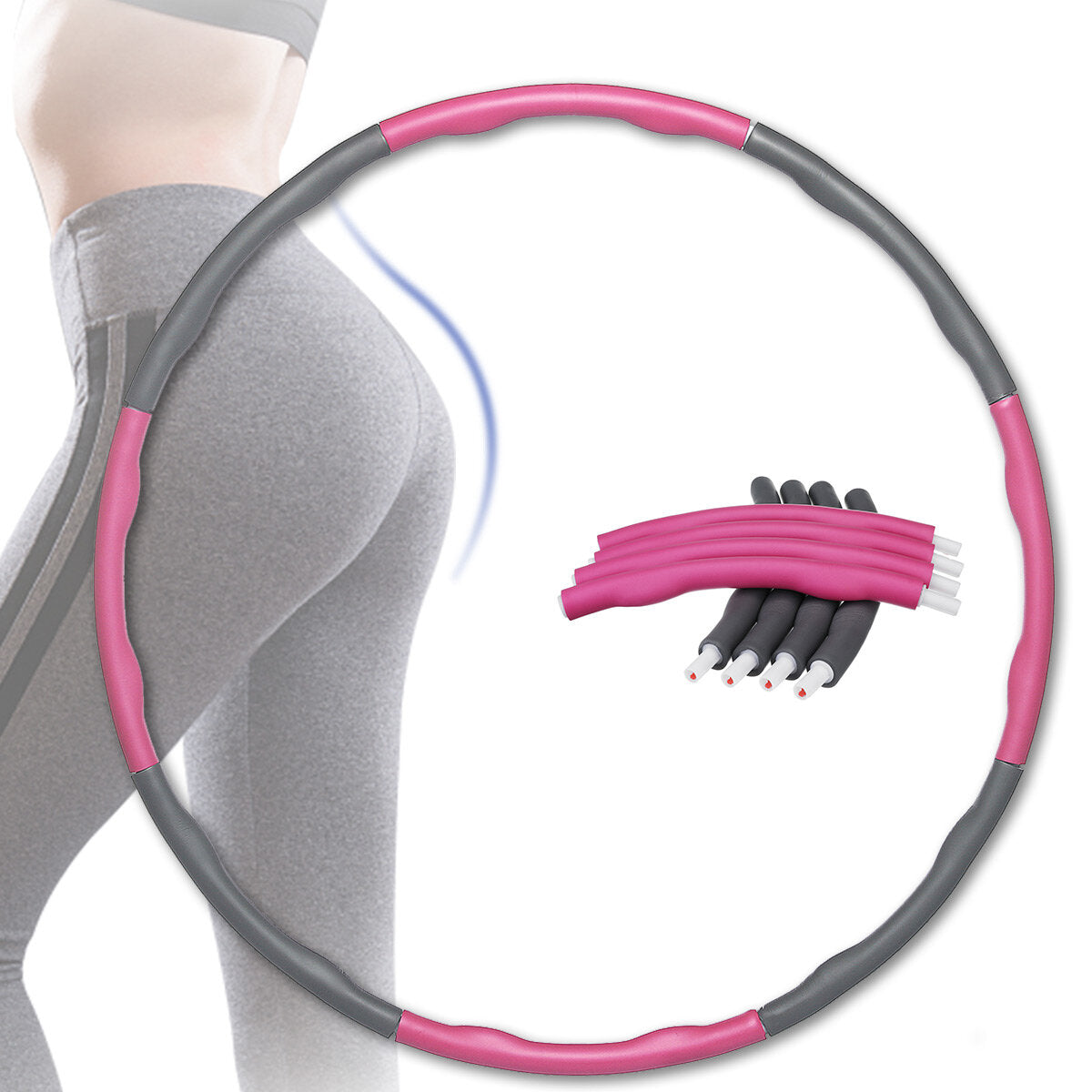 Adjustable 8-Section Exercise Hoop with Soft Foam Padding - Weight Loss & Slimming Circle